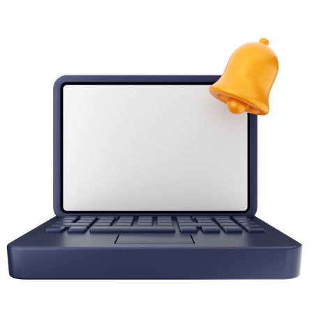 Laptop Notification Bell  3D Icon