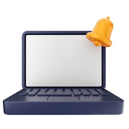 Laptop Notification Bell  3D Icon