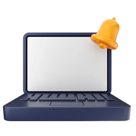 Laptop Notification Bell  3D Icon