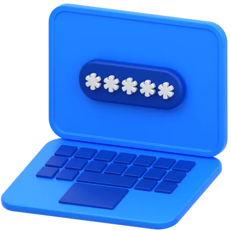 3 D Icon Of Laptop Password 3D Icon