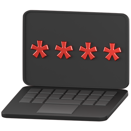 Laptop Password  3D Icon