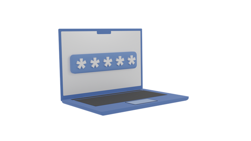 Laptop Password  3D Icon