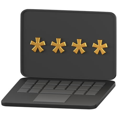 Laptop Password  3D Icon