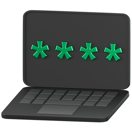 Laptop Password  3D Icon