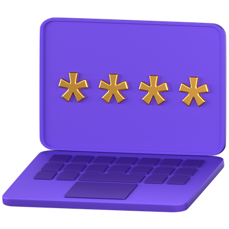 Laptop Password  3D Icon