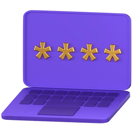 Laptop Password  3D Icon