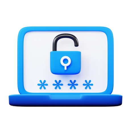 Laptop Password  3D Icon