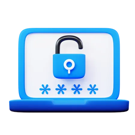 Laptop Password  3D Icon