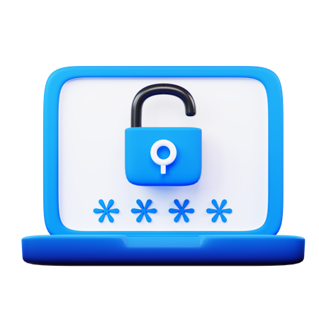 Laptop Password  3D Icon