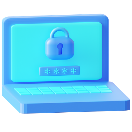 Laptop Password 3D Icon
