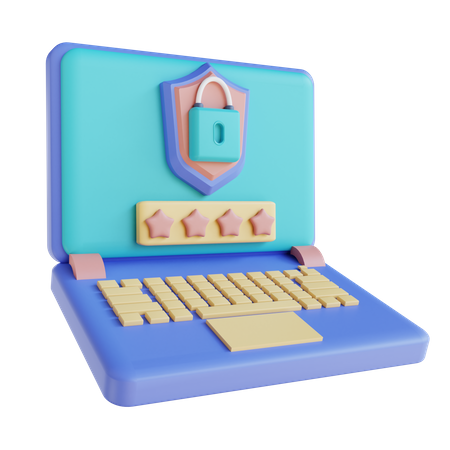 Laptop Password Lock 3D Illustration