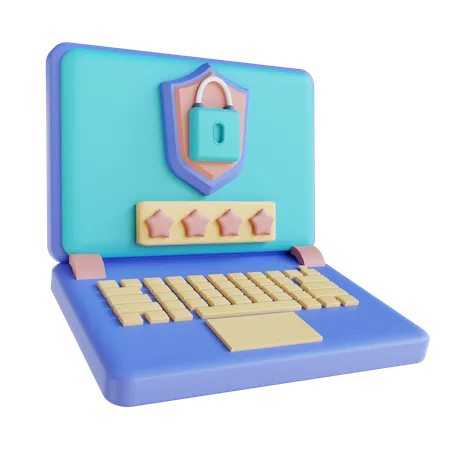 Laptop Password Lock  3D Illustration
