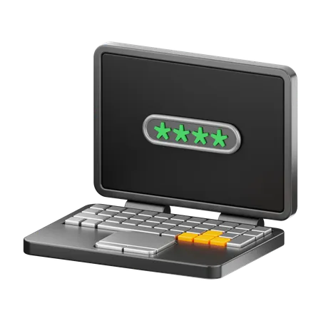 Laptop Password Privacy  3D Icon