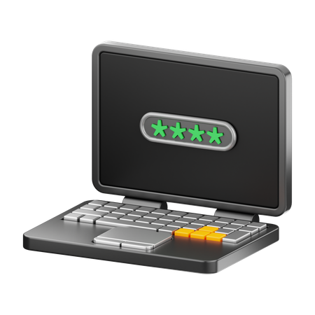 Laptop Password Privacy  3D Icon