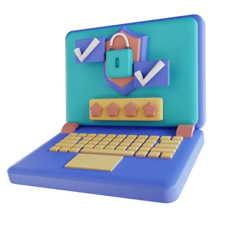 Laptop-Passwort ist korrekt  3D Illustration