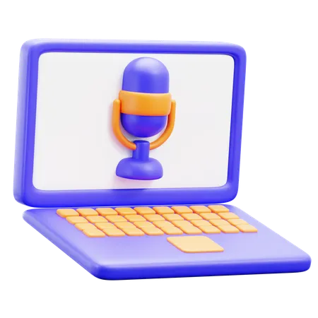 Podcast para laptop  3D Icon