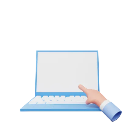 Laptop Pointing Hand Gesture  3D Illustration