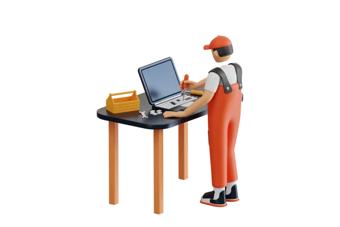 Laptop Repair  3D Illustration