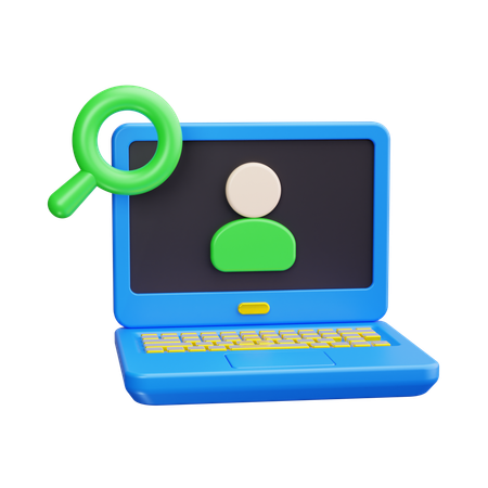 Laptop search  3D Icon