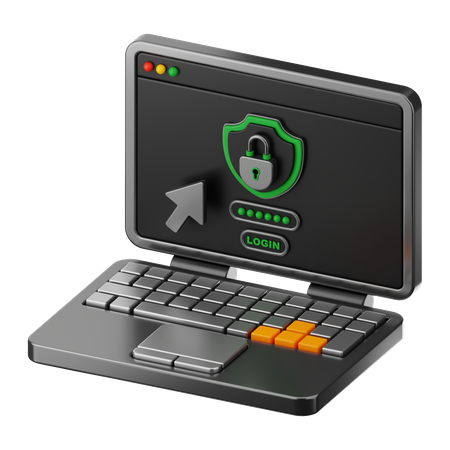 Laptop Security  3D Icon