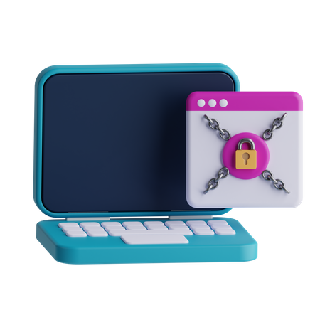 Laptop Security  3D Icon