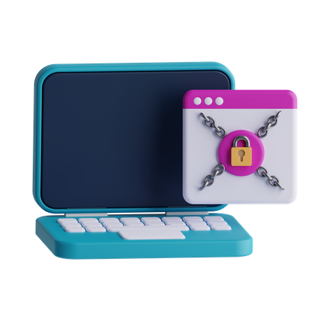 Laptop Security  3D Icon
