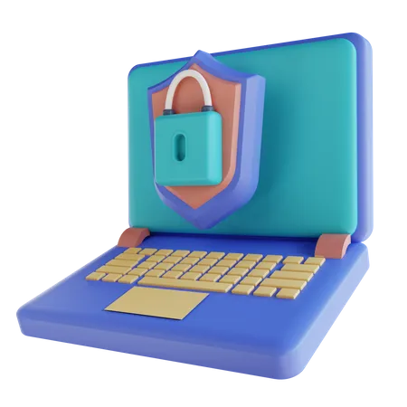 Laptop Security  3D Illustration