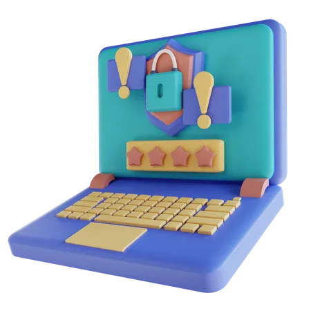 Laptop Security Alarm  3D Illustration