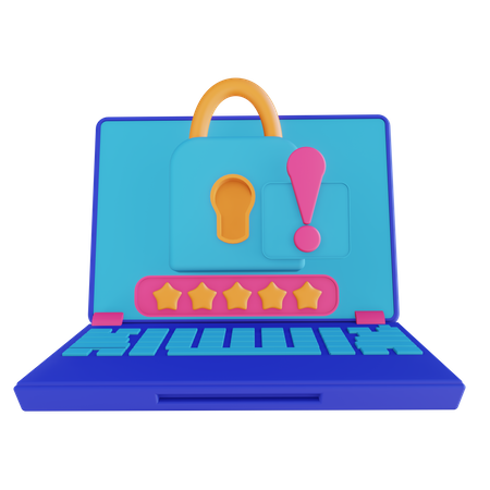 Laptop Security Error  3D Icon