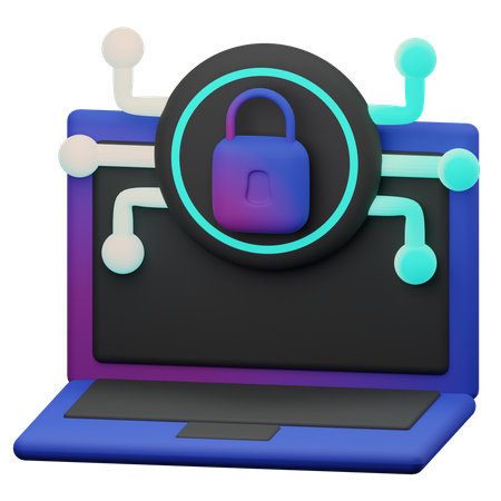 Laptop Security Lock  3D Illustration