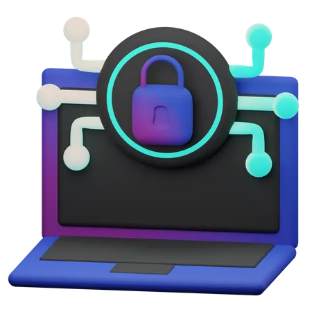 Laptop Security Lock  3D Illustration