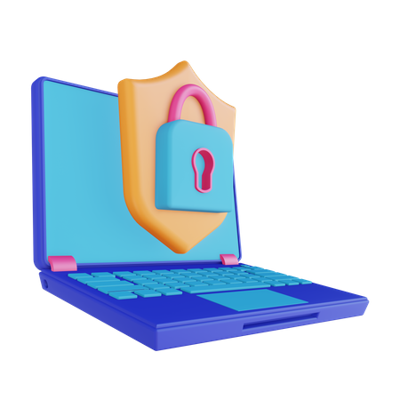 Laptop Security Lock 3D Illustration