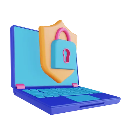 Laptop Security Lock  3D Illustration