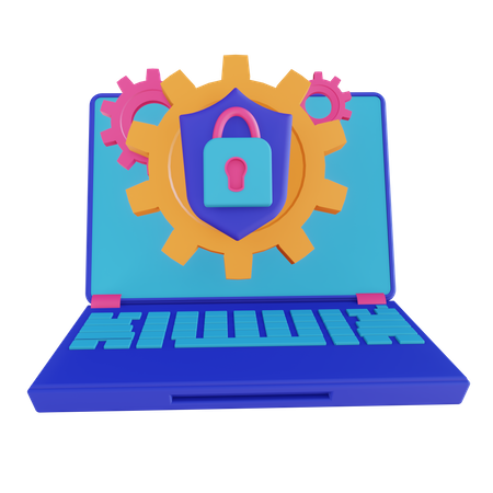 Laptop Security Setting  3D Illustration