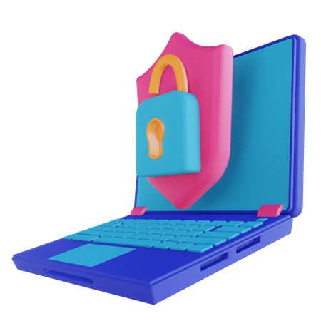 Laptop security unlock  3D Illustration