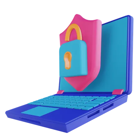 Laptop security unlock  3D Illustration