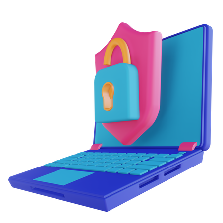 Laptop security unlock 3D Illustration