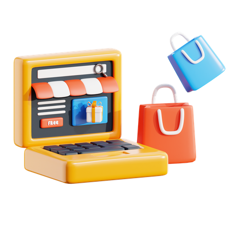 Laptop Shopping  3D Icon