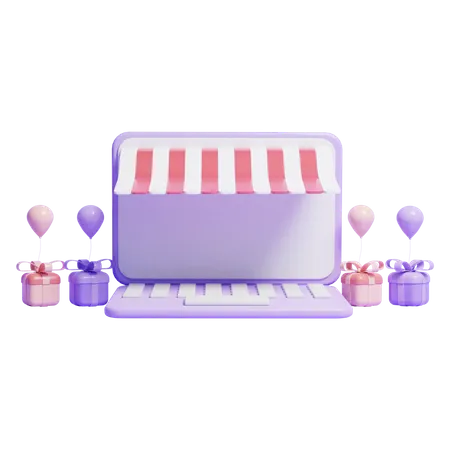 3 D Online Shopping Concept Icon Or 3 D Online Shop Website Icon 3D Icon