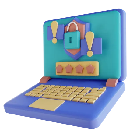 Laptop-Sicherheitsalarm  3D Illustration