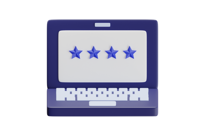 Laptop Star Rating  3D Icon