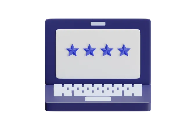 Laptop Star Rating  3D Icon