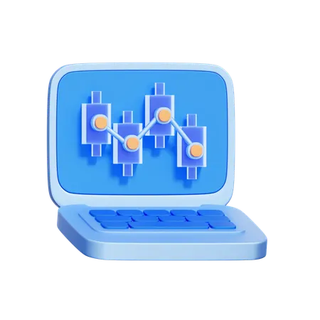 Laptop Trading Chart  3D Icon