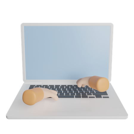 Laptop Typing  3D Illustration