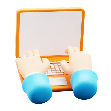 Laptop typing Hand Gesture  3D Icon