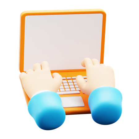 Laptop typing Hand Gesture  3D Icon