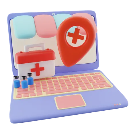 Laptop und Medizin  3D Illustration