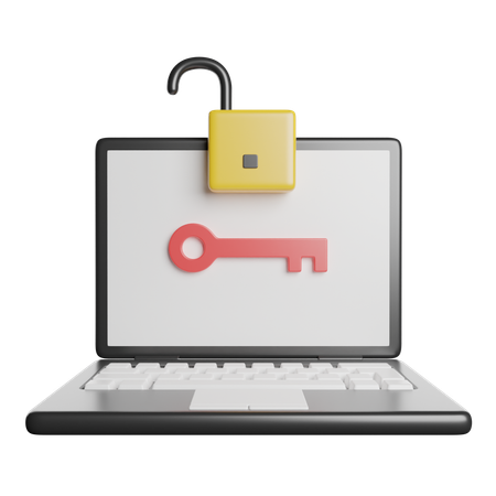 Laptop Unlock  3D Icon