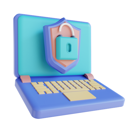 Laptop Unlock  3D Illustration