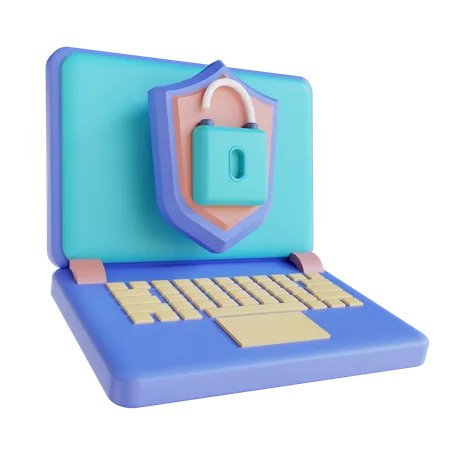 Laptop Unlock  3D Illustration